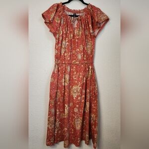Chaps Floral Maxi Dress with Pockets,‎ Size M